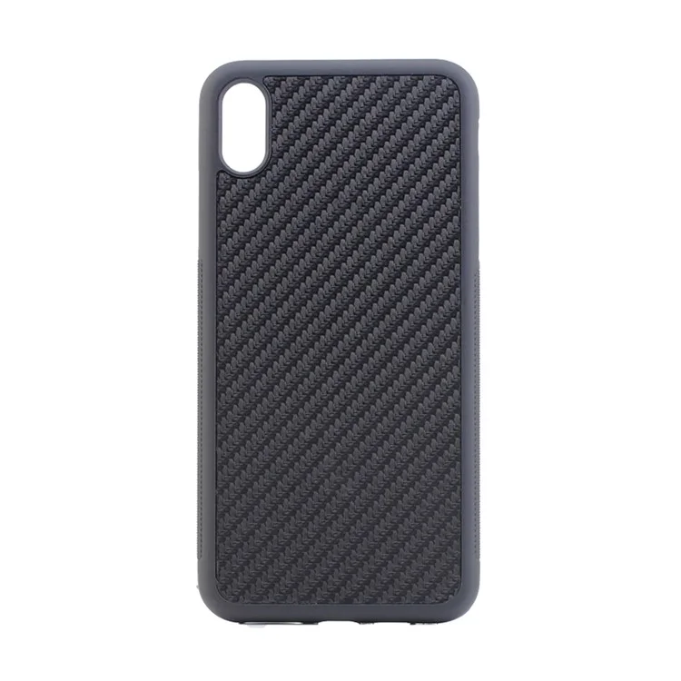 Anti-slip Woven Texture PC + TPU Combo Case with Round Camera Cut for iPhone 9 Plus - Black