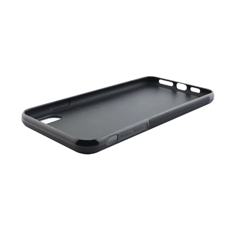 Anti-slip Woven Texture PC + TPU Combo Case with Round Camera Cut for iPhone 9 Plus - Black