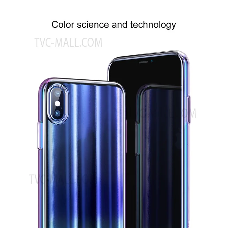 BASEUS Aurora Series Electroplating Hard Plastic Shell for iPhone X - Blue