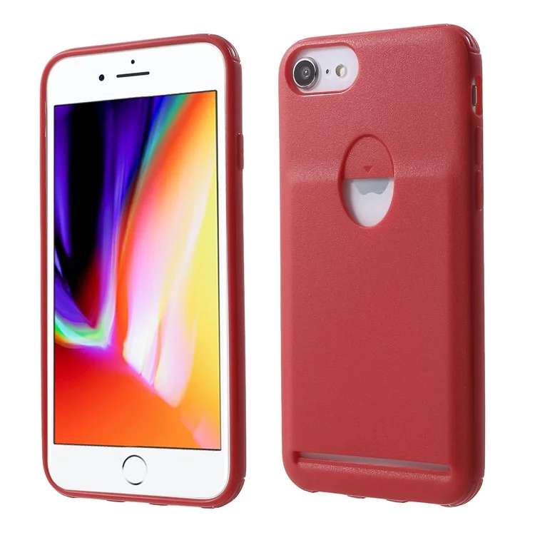 Ultra Thin TPU Card Holder Cell Phone Case for iPhone 8 / 7 / 6s / 6 - Red