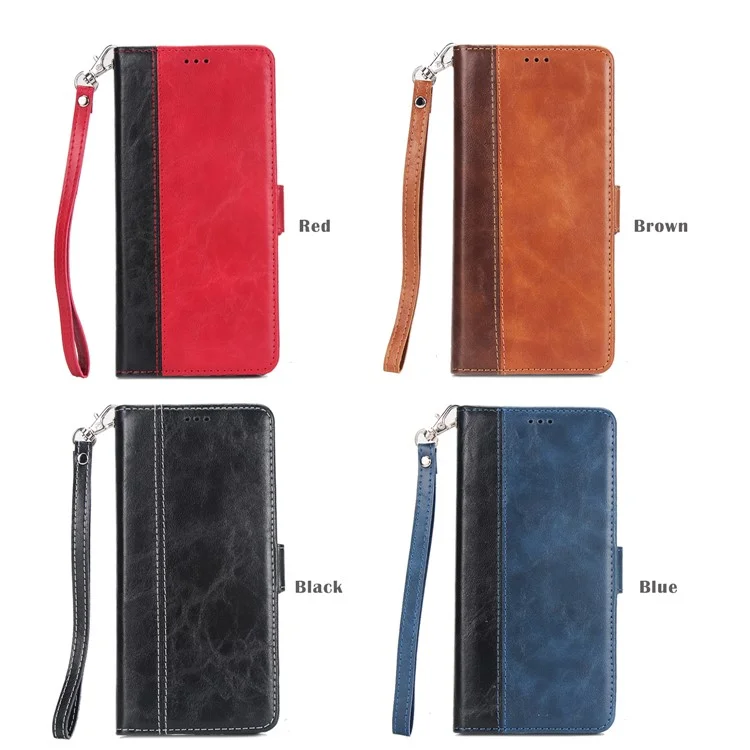 Retro Contrast Color Wallet Stand Leather Case for iPhone X - Black