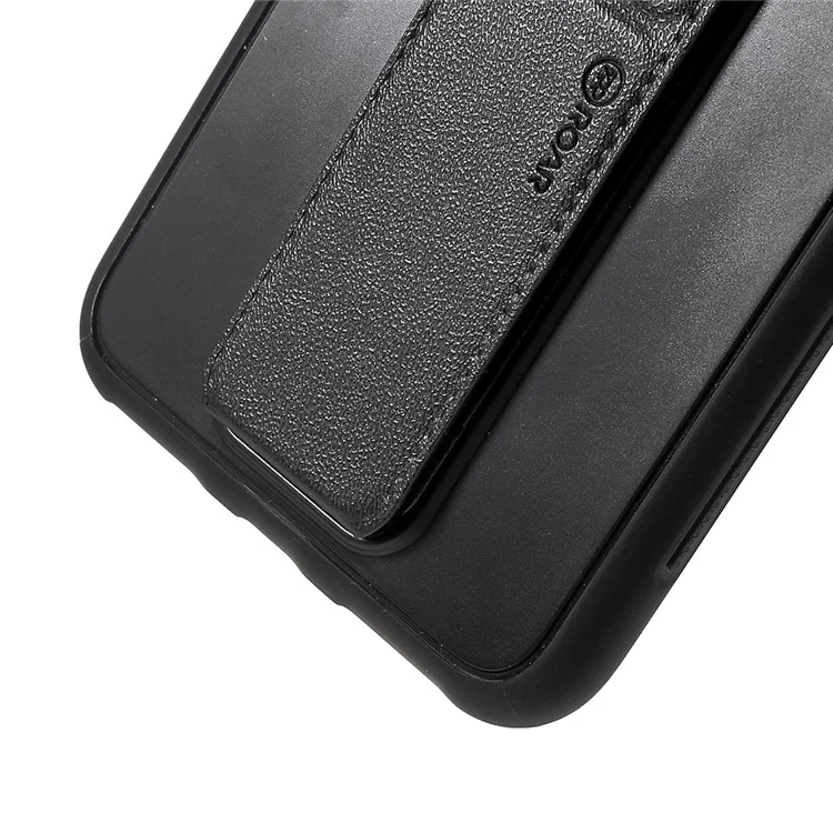 ROAR KOREA Aura Series TPU Back Cover with PU Leather Kickstand for iPhone 8 Plus/7 Plus/6s Plus/6 Plus 5.5 inch - Black