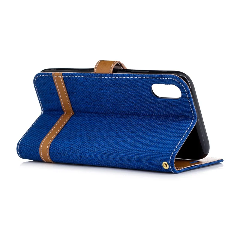For iPhone XR 6.1 inch Assorted Color Jeans Cloth Wallet Stand Leather Mobile Shell - Baby Blue
