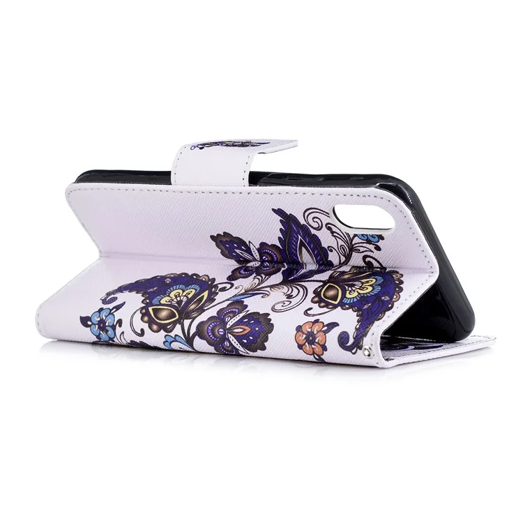 Pattern Printing Wallet Leather Flip Stand Phone Shell for iPhone 9 Plus - Butterfly and Flower