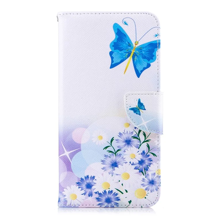 Pattern Printing PU Leather Wallet Stand Phone Cover for iPhone XS Max 6.5 inch - Blue Butterflies