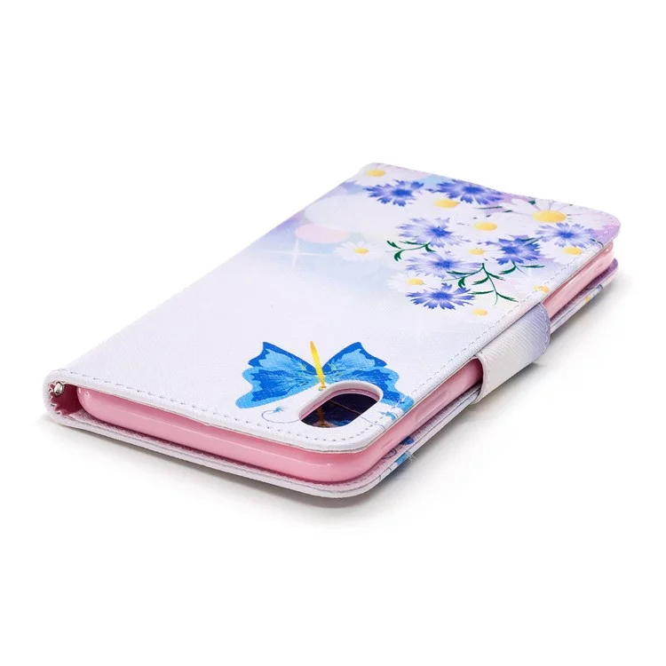 Pattern Printing PU Leather Wallet Stand Phone Cover for iPhone XS Max 6.5 inch - Blue Butterflies