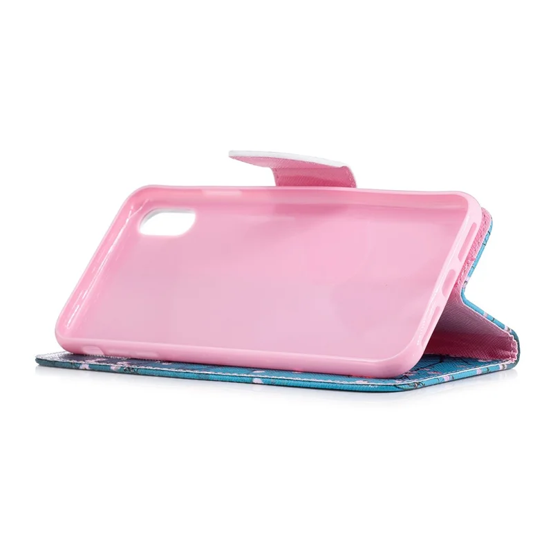 Pattern Printing PU Leather Wallet Stand Phone Cover Case for iPhone XS Max 6.5 inch - Tree with Flowers