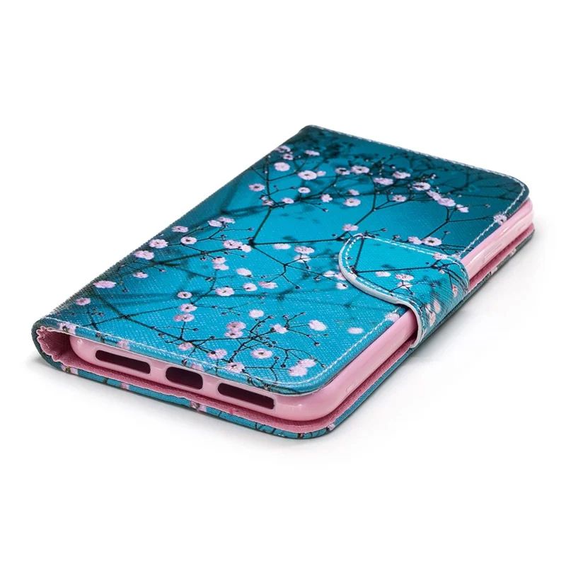 Pattern Printing PU Leather Wallet Stand Phone Cover Case for iPhone XS Max 6.5 inch - Tree with Flowers