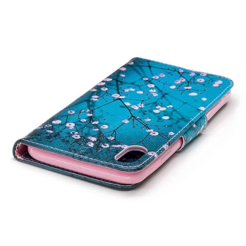 Pattern Printing PU Leather Wallet Stand Phone Cover Case for iPhone XS Max 6.5 inch - Tree with Flowers