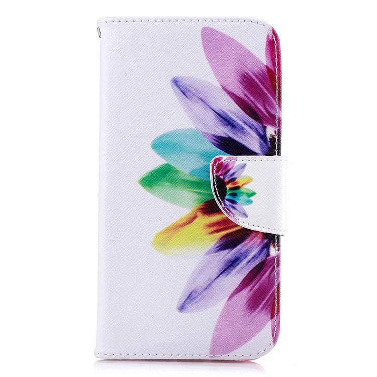 For iPhone XR 6.1 inch Pattern Printing PU Leather Folio Flip Phone Shell - Petals Pattern