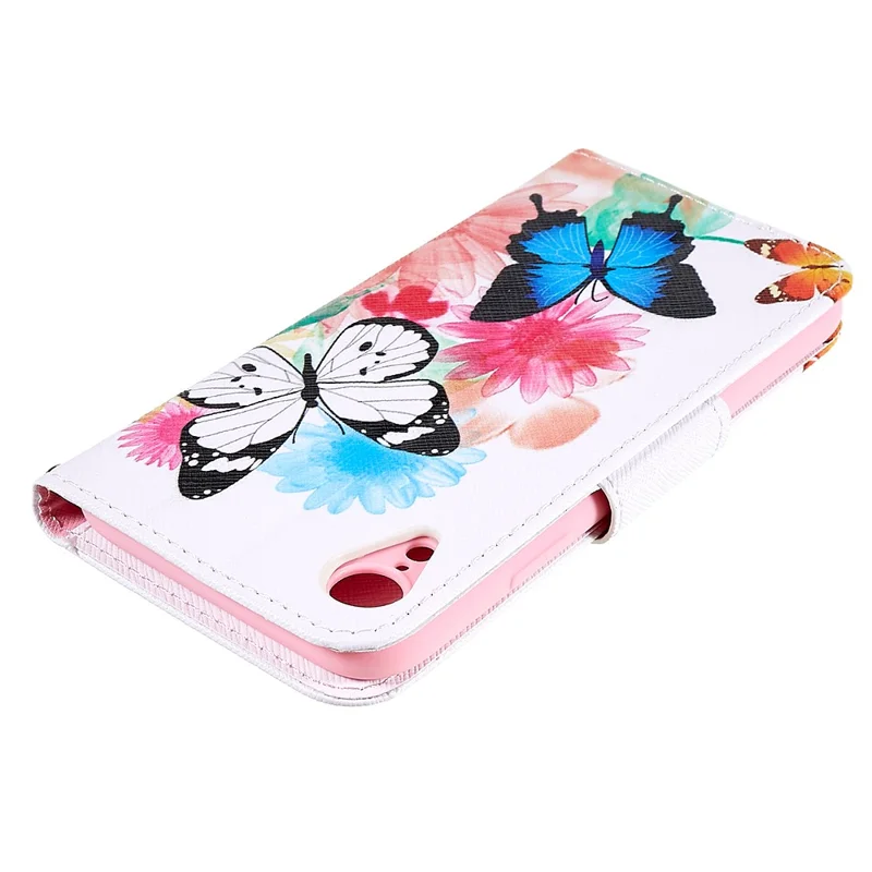 For iPhone XR 6.1 inch Pattern Printing PU Leather Case with Card Slots - Butterflies and Flowers
