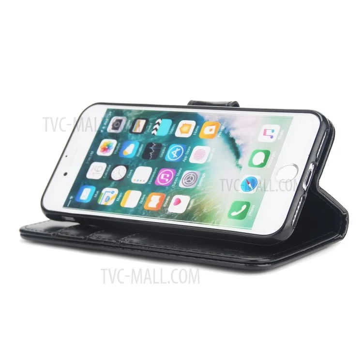 Crazy Horse Wallet Leather Protection Phone Casing for iPhone 8 / 7 4.7 inch - Black