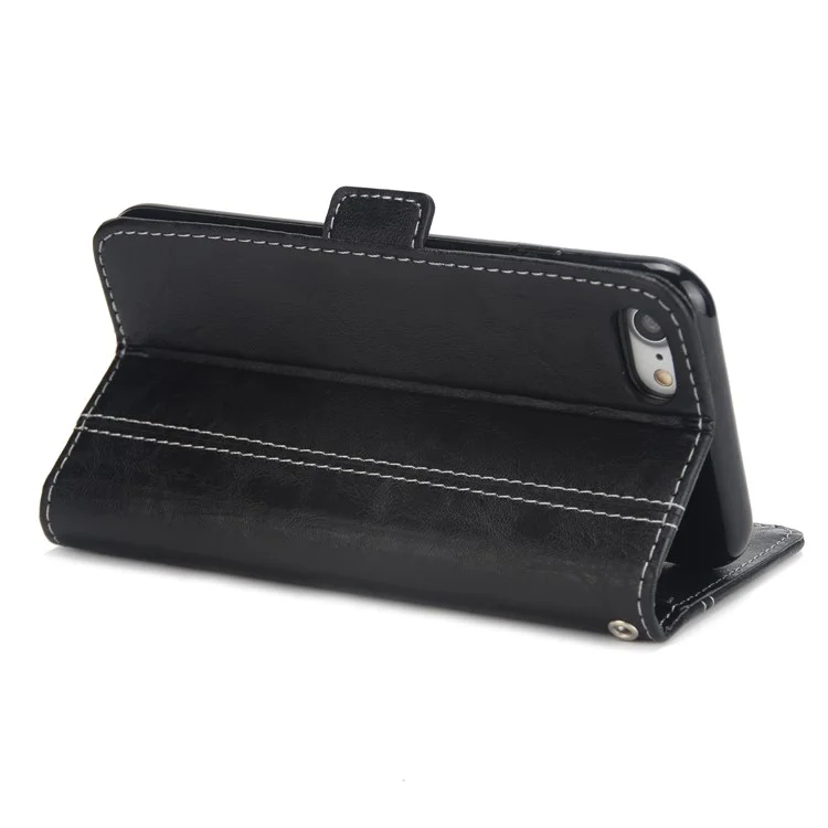 Retro Contrast Color Wallet Leather Stand Mobile Case for iPhone 8 / 7 4.7 inch - Black
