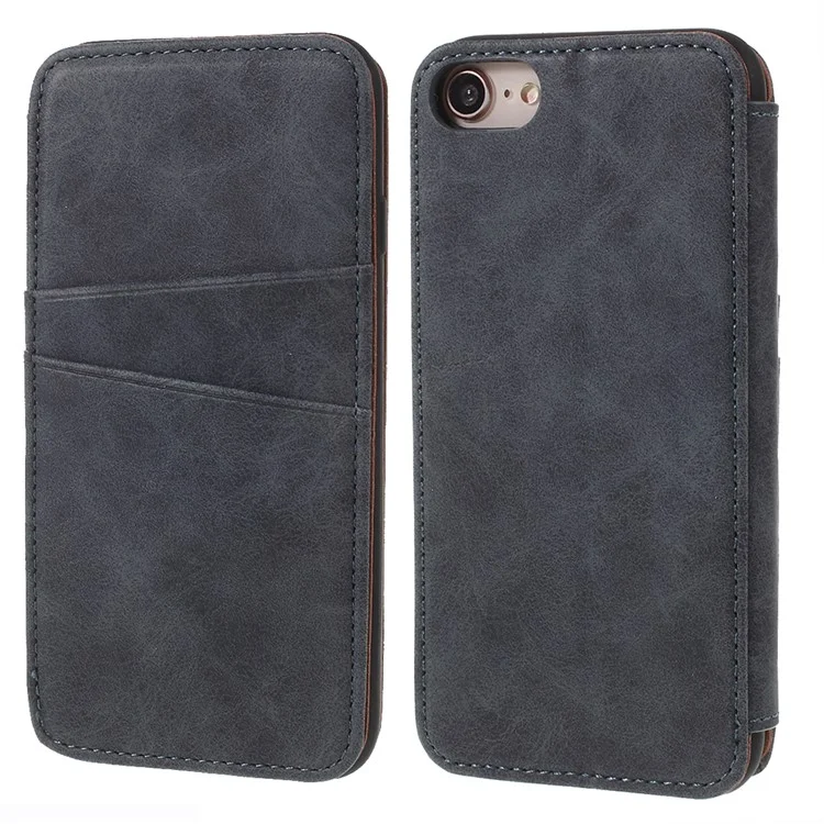 Retro Style Stand Card Holder PU Leather Cover for iPhone 8 / 7 4.7 inch - Grey