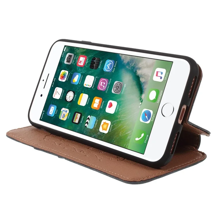 Retro Style Stand Card Holder PU Leather Cover for iPhone 8 / 7 4.7 inch - Grey
