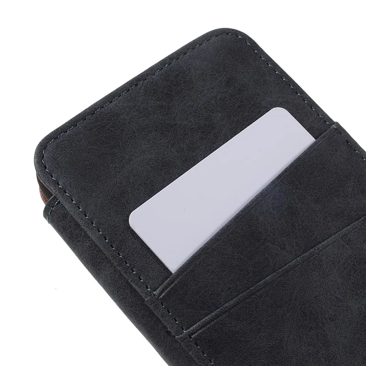 Retro Style Stand Card Holder PU Leather Cover for iPhone X - Grey