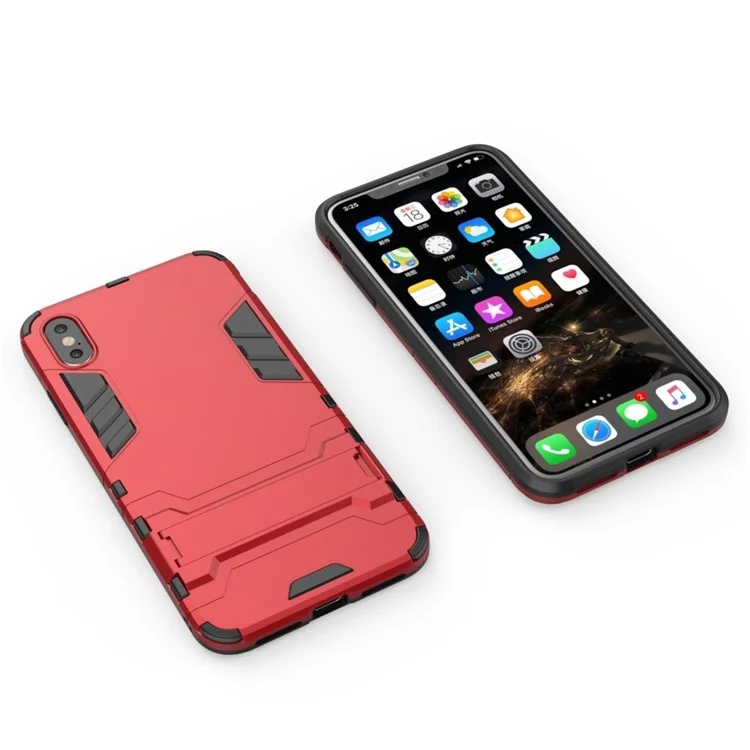 Plastic + TPU Combo Case with Kickstand for iPhone XS Max 6.5 inch - Red