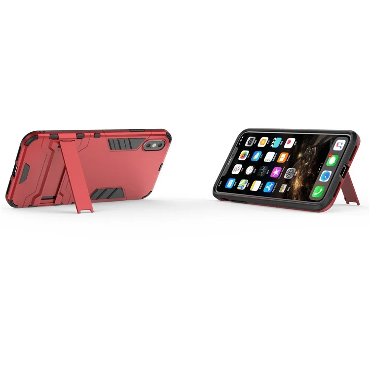 Plastic + TPU Combo Case with Kickstand for iPhone XS Max 6.5 inch - Red