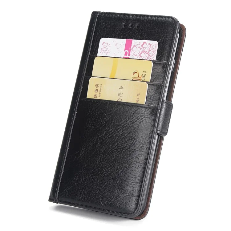 Genuine Leather Wallet Stand Mobile Phone Cover for iPhone 8 Plus / 7 Plus 5.5 inch - Black