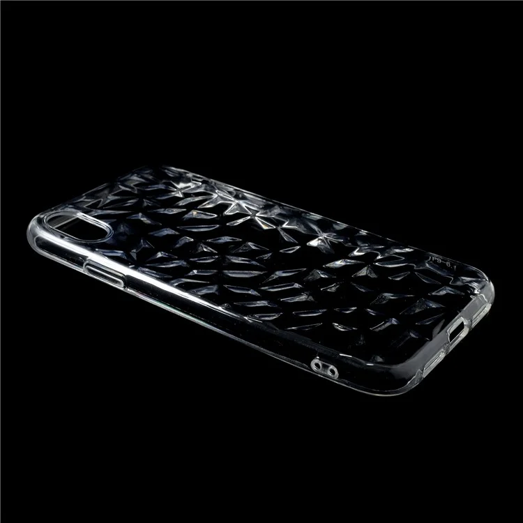 3D Diamond Texture Soft TPU Back Case for iPhone 9 Plus - Transparent