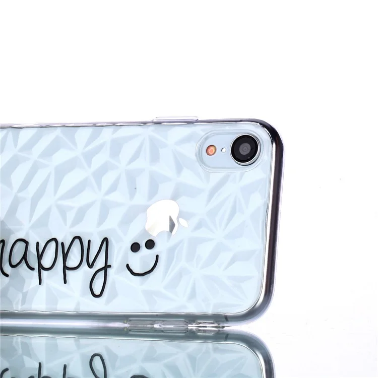 For iPhone 9 Embossed Flower Pattern 3D Diamond Surface TPU Mobile Casing - Be Happy