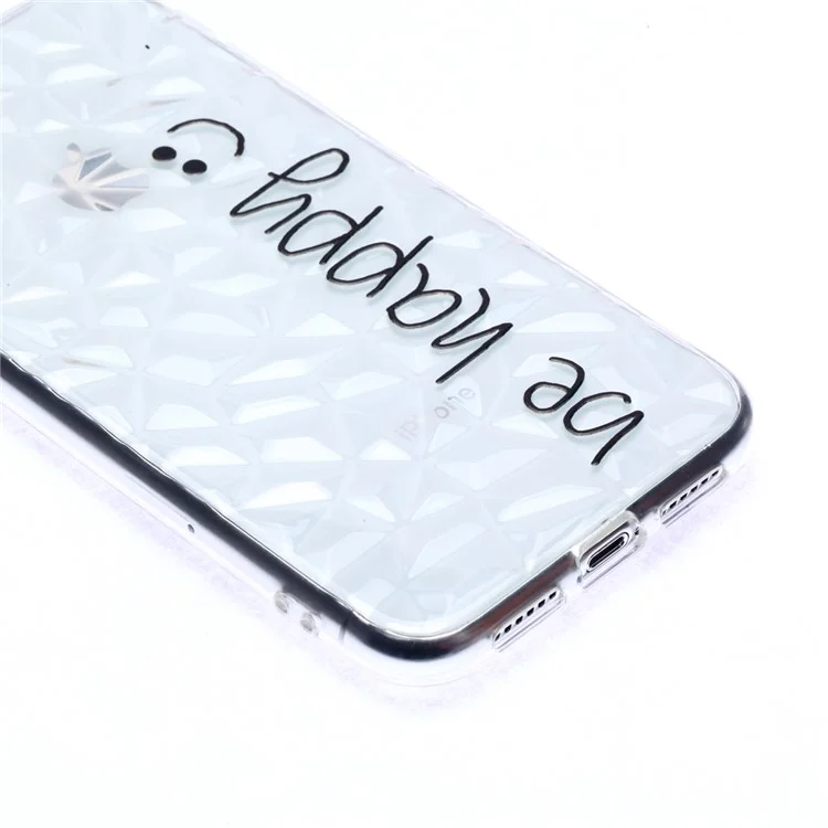 For iPhone 9 Embossed Flower Pattern 3D Diamond Surface TPU Mobile Casing - Be Happy