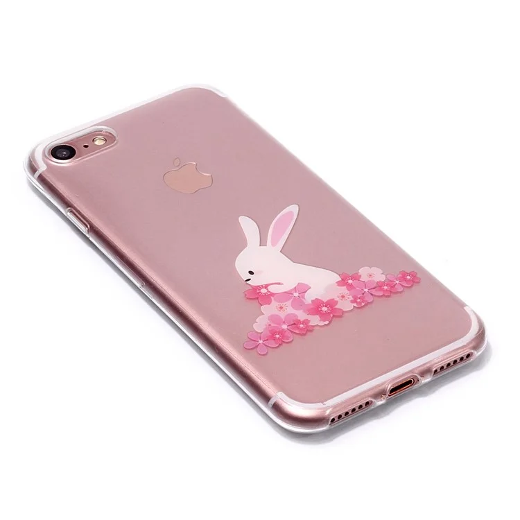 Pattern Printing IMD Soft TPU Casing for iPhone 8/7 4.7 inch - Rabbit and Flower