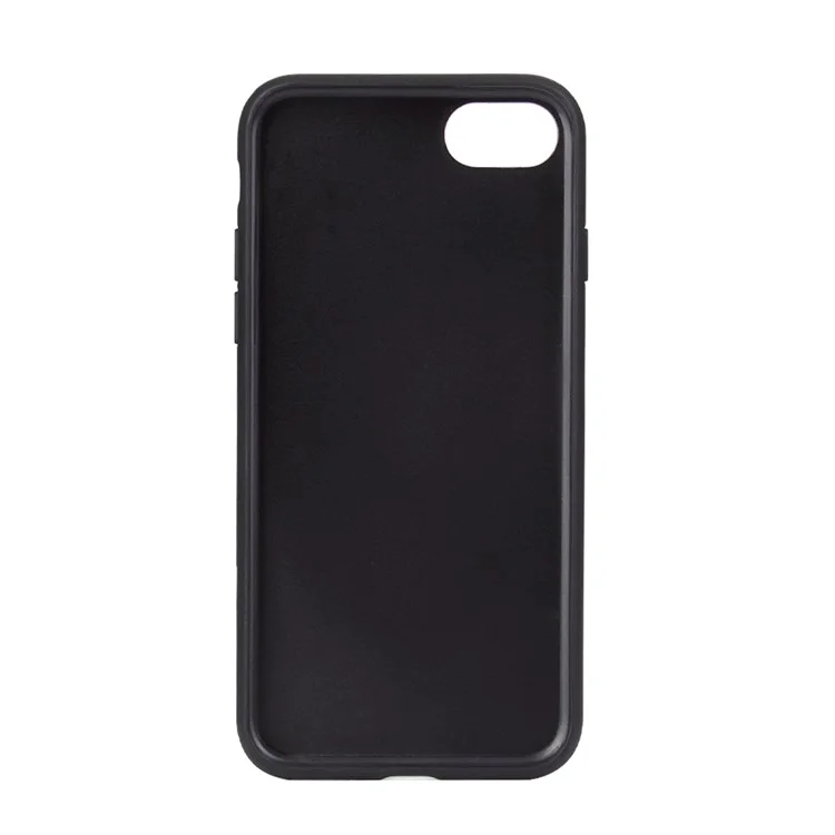 FIERRE SHANN for iPhone 8/7 4.7 inch Crazy Horse Texture Rivet PU Leather Coated TPU Casing Cover - Black