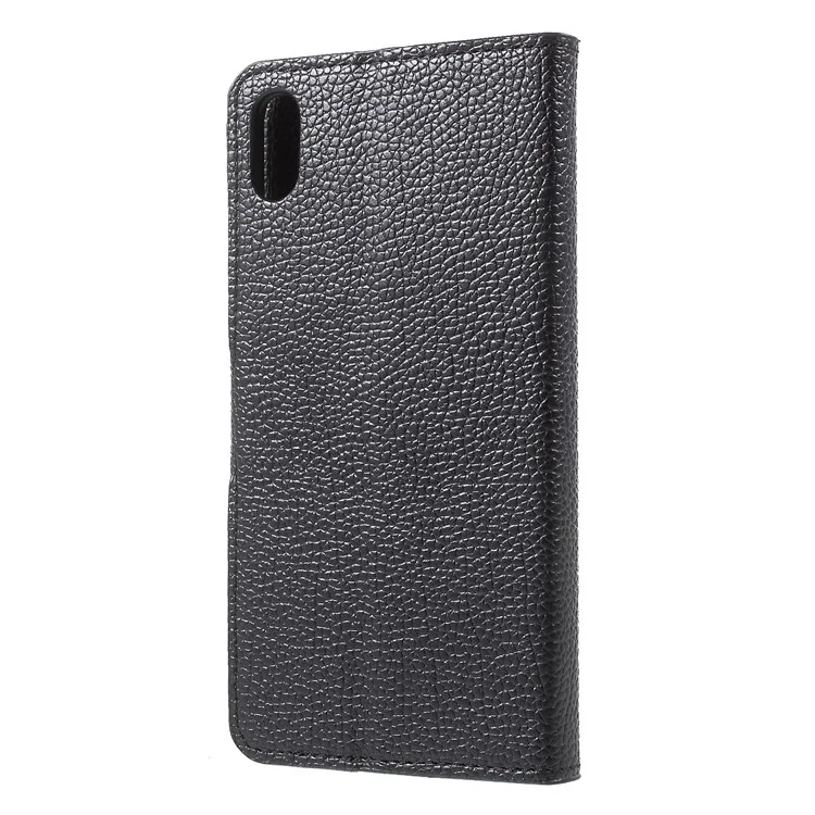 Litchi Skin Wallet Stand Case Для Iphone XR 6,1 Дюйма - Черный