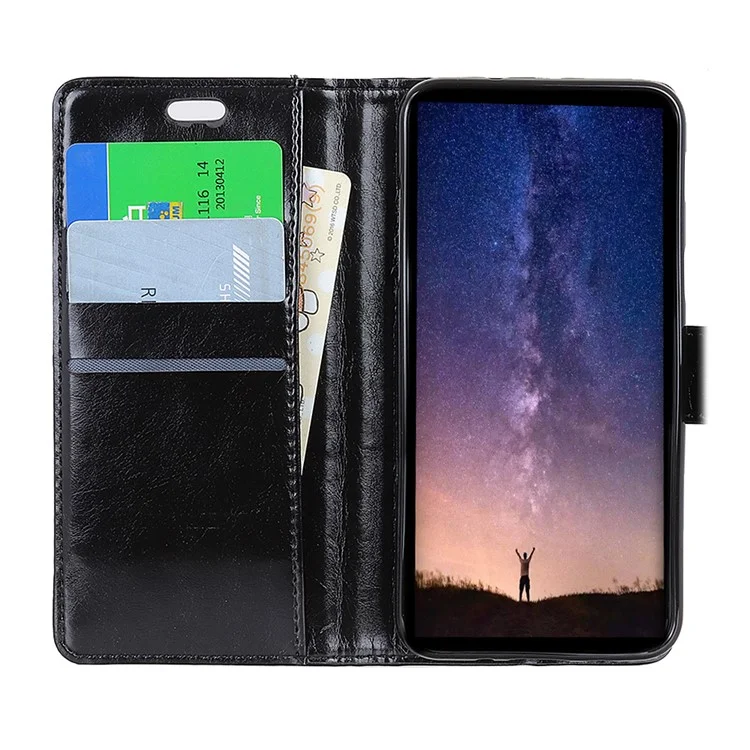 Crazy Horse Magnetic Stand Wallet Leather Mobile Phone Case for iPhone 9 - Black