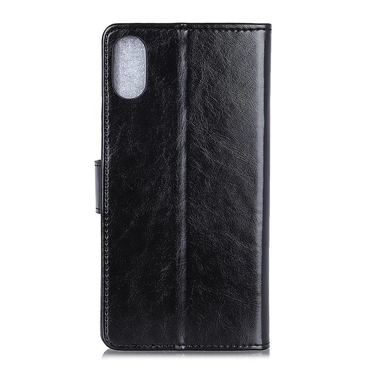 Crazy Horse Magnetic Stand Wallet Leather Mobile Phone Case for iPhone 9 - Black