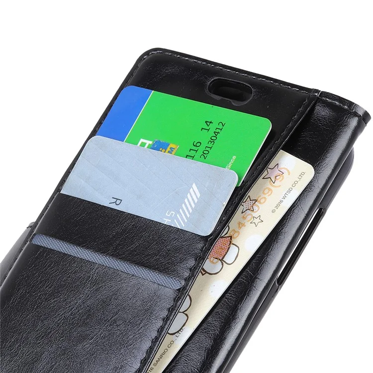 Crazy Horse Magnetic Stand Wallet Leather Mobile Phone Case for iPhone 9 Plus - Black