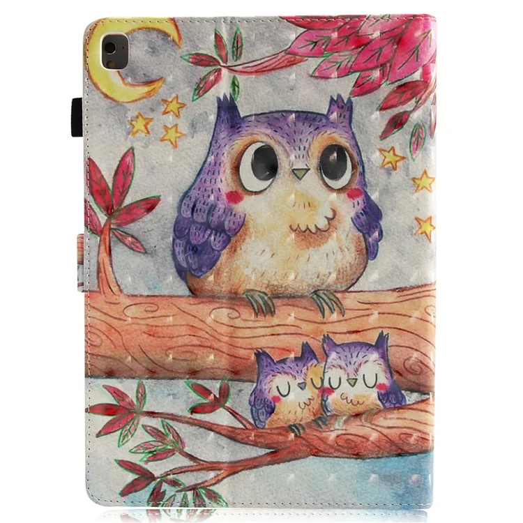 Pattern Printing Light Spot Decor Stand Leather Wallet Shell for iPad Pro 9.7 inch (2016) - Cute Owl
