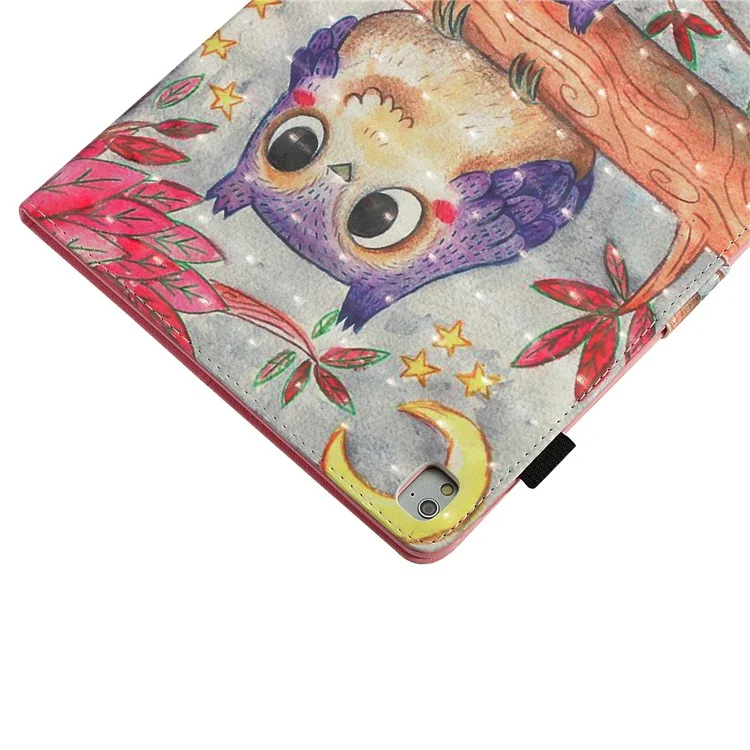 Pattern Printing Light Spot Decor Stand Leather Wallet Shell for iPad Pro 9.7 inch (2016) - Cute Owl