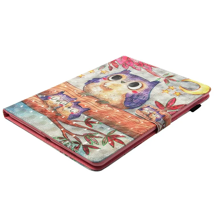 Pattern Printing Light Spot Decor Stand Leather Wallet Shell for iPad Pro 9.7 inch (2016) - Cute Owl