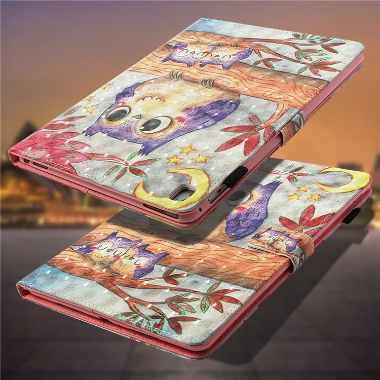 Pattern Printing Light Spot Decor Stand Leather Wallet Shell for iPad Pro 9.7 inch (2016) - Cute Owl