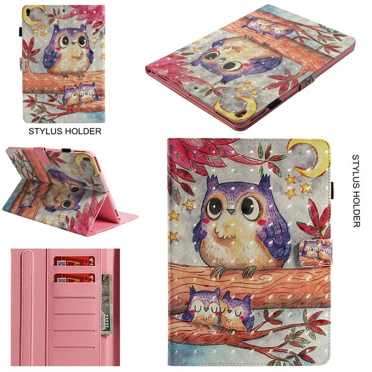 Pattern Printing Wallet Stand Smart Leather Case for iPad Pro 10.5-inch (2017) - Owls on Branch