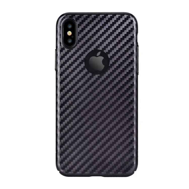 DEVIA Carbon Fiber Texture Hard Plastic Phone Case for iPhone X - Black