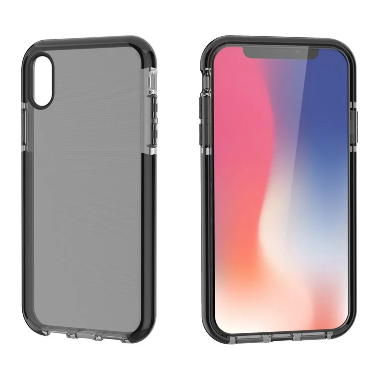 Bi-color Drop-proof Soft TPU Case for iPhone 9 - Black / Grey