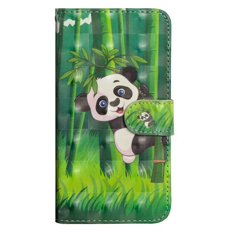 Padrão Printing Leather Wallet Shell Para Iphone XR 6,1 Polegadas - Padrão Panda