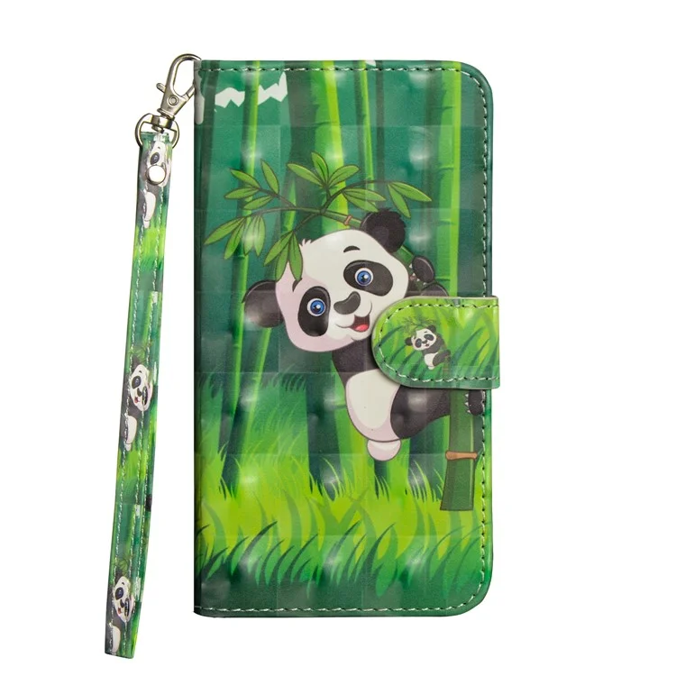 Padrão Printing Leather Wallet Shell Para Iphone XR 6,1 Polegadas - Padrão Panda