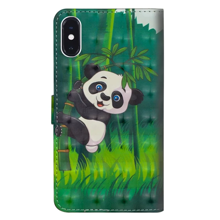 Padrão Printing Leather Wallet Shell Para Iphone XR 6,1 Polegadas - Padrão Panda