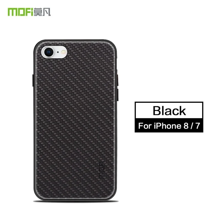 MOFI Honor Series Woven Texture PU Leather Coated PC + TPU Hybrid Case for iPhone 8/7 - Black