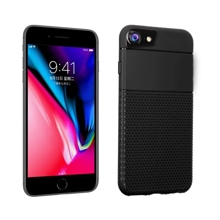 Ultra-thin Anti-slip 0.7mm Splicing Soft TPU Shell for iPhone 8 / 7 4.7 inch - Black