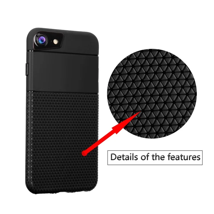 Ultra-thin Anti-slip 0.7mm Splicing Soft TPU Shell for iPhone 8 / 7 4.7 inch - Black