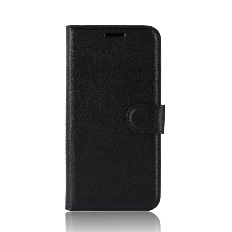 Litchi Texture Wallet Stand Leather Protective Phone Case for iPhone XS Max 6.5 inch - Black