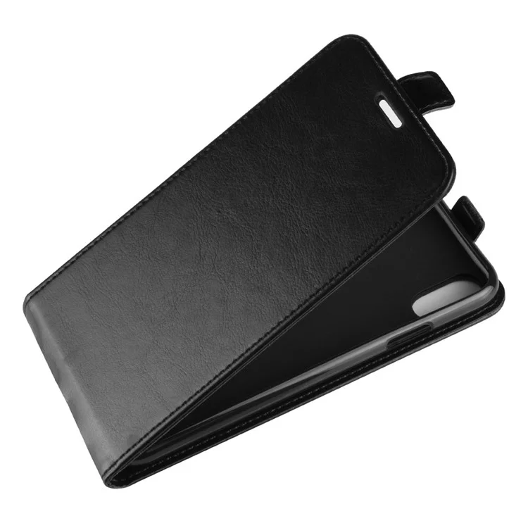 Crazy Horse Vertical Flip Card Case de Cuero Para Iphone XR 6.1-pulgada - Negro