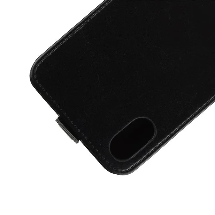 Crazy Horse Vertical Flip Card Case de Cuero Para Iphone XR 6.1-pulgada - Negro