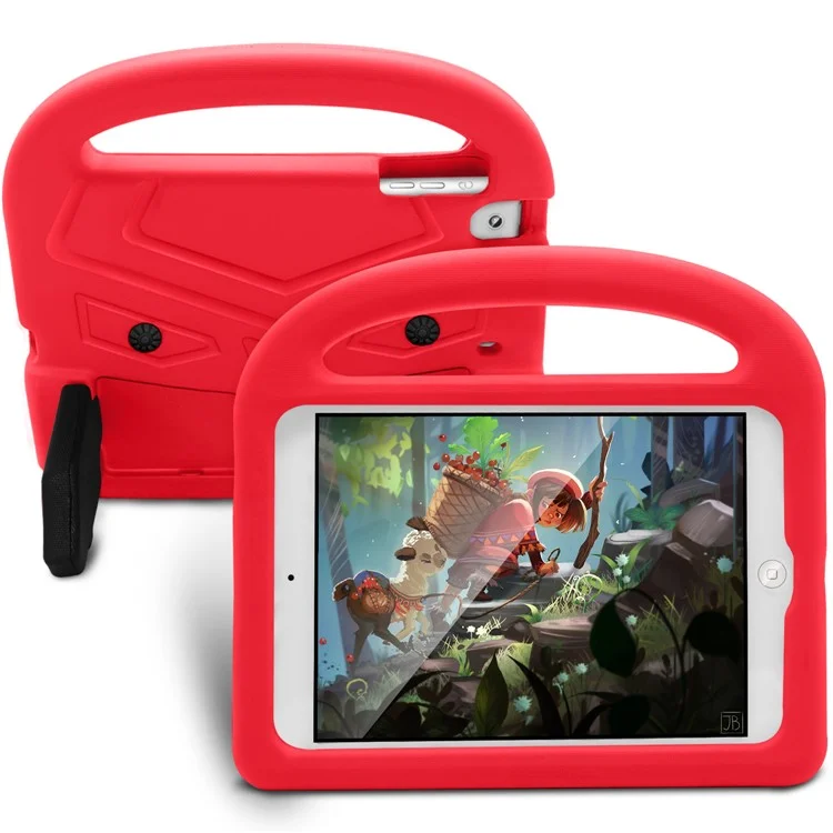 For iPad Mini 4/3/2/1 Sparrow Pattern Shockproof Kids Friendly EVA Phone Protection Case with Kickstand - Red