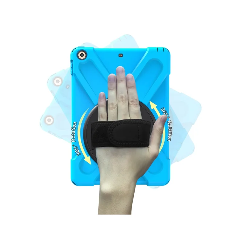 For iPad 9.7 (2018) / 9.7 (2017) X-Shape 360 Degree Swivel PC + TPU Combo Kickstand Protection Shell - Baby Blue